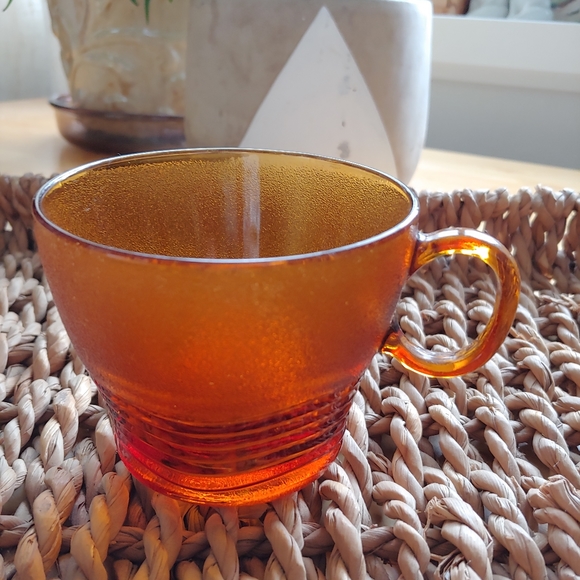 Duralex France Amber Glass Tea Coffee Cups Vintage - Picture 4 of 9